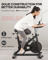 Naipo Exercise Bike Indoor Cycling Bike with 300 lb Big Seat Cushion for Home Cardio Leg Workout